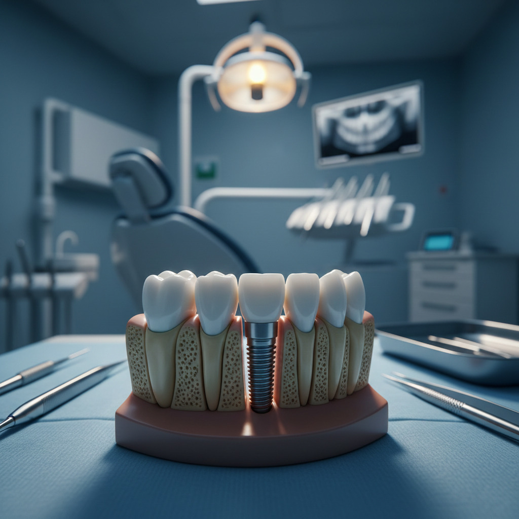 Explicação visual de implante dentário